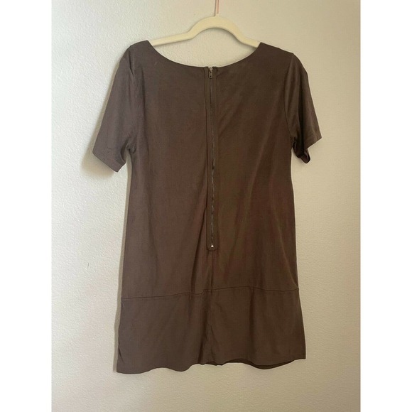 Anthropologie Bishop & Young Brown Faux Suede Shift Mini Dress Minimalist - Picture 2 of 5